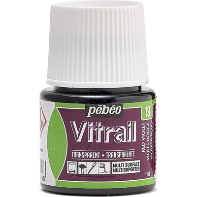 Pébéo Nevypaľovacia farba na sklo Vitrail 45 ml 19 Red Violet