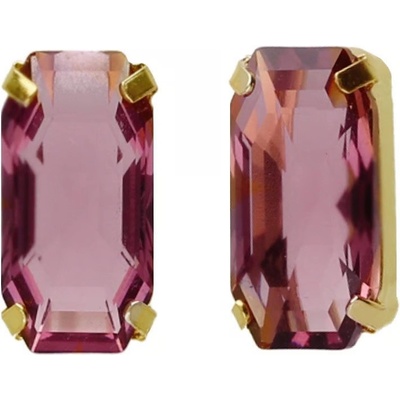 Victoria Cruz Elegantní pozlacené náušnice s vínovým krystalem Inspire A4686-28DT