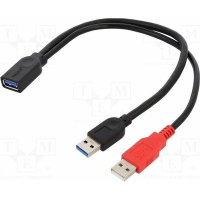 Delock 83176 USB A zásuvka USB A vidlice x2 0,3m černý
