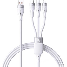 Remax 661566 multifunkční nabíjecí a datový 3v1 / Micro USB + Lightning + USB-C / 3A 1,2m bílý