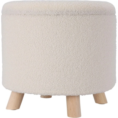 Home Styling Collection Úložný kulatý čalouněný puf TEDDY, 40 x 37 cm, bílá bílá