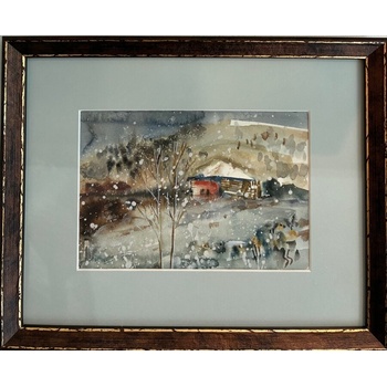 Акварелен зимен пейзаж