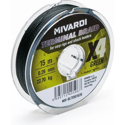 Mivardi Šňůrka Terminal X4 Braid Green 15m 0,12mm