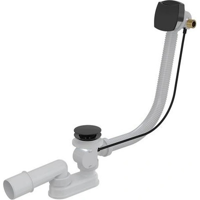 Alcadrain Automatický vaňový sifón s prepadom 120 cm, čierno-matný A564BLACK-120