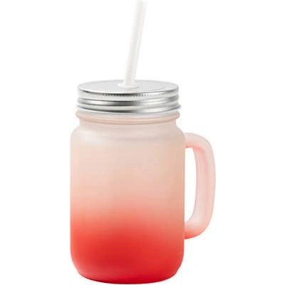 Mason Sklenice Jar matná červený gradient sublimace termotransfer 350 ml