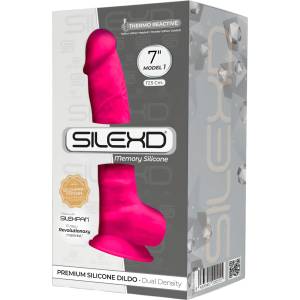 SilexD 7 - дилдо с тестиси и вендуза - 17, 5 см (розово)