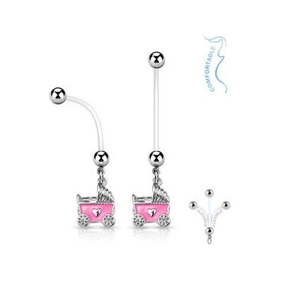 Šperky4U těhotenský piercing do pupíku kočárek WP01144-P