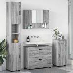 vidaXL Комплект мебели за баня 4 бр. Сив Сонома (3393059)