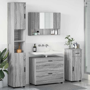 vidaXL Комплект мебели за баня 4 бр. Сив Сонома (3393059)
