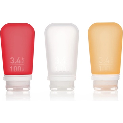 humangear GoToob+ Силиконова бутилка за пътуване/чаша Pack 3 100 ml прозрачна/червена/оранжева (071102)