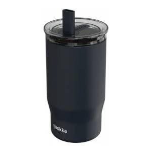 QUOKKA Mist - Stainless steel thermal mug 720 ml with straw (Black)