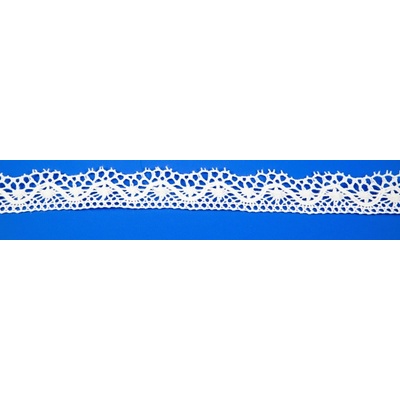 Bavlnená paličkovaná čipka - biela - šírka 2,7 cm