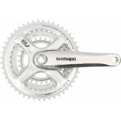 Kliky SHIMANO FC-M191-S 170mm 48-38-28 zubů, stříbrné, bez krytu, 8 speed, pro osu čtyřhran