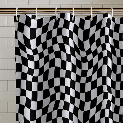 Catherine Lansfield Завеса за душ 180x180 cm Checkerboard - Catherine Lansfield (TW/59661/W/SCT/BKW)