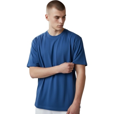 Nova Stil pánske tričko s krátkym rukávom 100% bavlna FUGU modrá