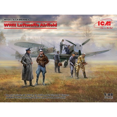 ICM Luftwaffe WWII Airfield 2x kits & 7 figures DS4801 1:48