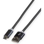 Roline Кабел USB 2.0 LED кабел за зареждане, A - Micro B, M/M, 1 м, черен 11.02. 8318-10 (11.02.8318-10)
