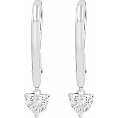 Eppi Strieborné náušnice v tvare srdca s 0.25ct lab-grown diamantom Lola E50428