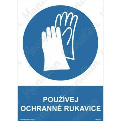 Manutan Používej ochranné rukavice, samolepka 148 x 210 x 0,1 mm A5