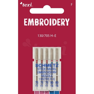Vyšívací jehly TEXI EMBROIDERY 130/705 H-E 5x75-90