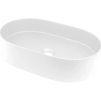 Deante Бяла овална гранитна мивка за баня, Монтаж върху плот Silia 550x350 мм