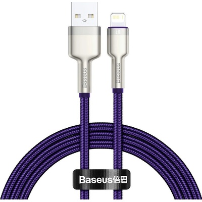 Baseus CALJK-A05 Cafule Kovový datový nabíjecí USB - Lightning 2,4 A, 1m, fialový
