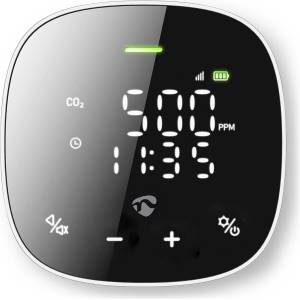 Nedis SmartLife Air Quality Monitor - Wi-Fi - with Display - Carbon Dioxide / Humidity / Temperature - Android/iOS - Black/White - WIFISA20CBK (WIFISA20CBK)