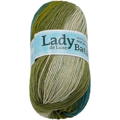 Bellatex s.r.o. Priadza Lady de Luxe Batik 100 g – 605 zelená, béžová