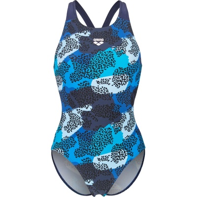 arena Дамски бански костюм Arena Women's Camo Swimsuit V Back L Swimsuit - Blue Multi / Navy - размер 40 (EU) (150-5850-0214)