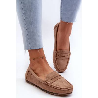 Big Star Shoes DÁMSKÉ MOKASÍNY Z EKOLOGICKÉHO SEMIŠE BIG STAR NN274930 S PAMĚŤOVOU PĚNOU BÉŽOVÉ