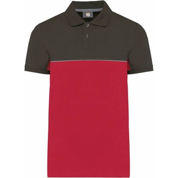 Designed To Work Unisex eco-friendly dvoubarevná polokošile Three červená tmavě šedá
