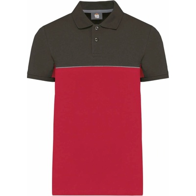Designed To Work Unisex eco-friendly dvoubarevná polokošile Three červená tmavě šedá