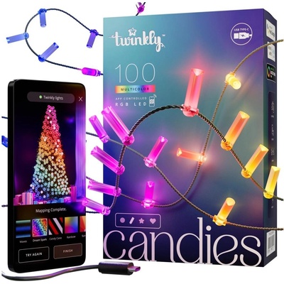 Twinkly Twinkly TWKC100RGB-G LED RGB Stmievateľný vianočná reťaz 100xLED 8 m USB Wi-Fi TW0046