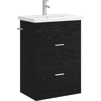 vidaXL Комплект мебели за баня Черен дъб 61 x 40 x 84, 5 см (3404367)