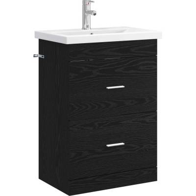vidaXL Комплект мебели за баня Черен дъб 61 x 40 x 84, 5 см (3404367)