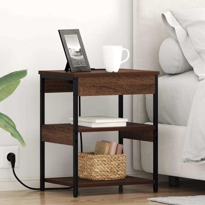 vidaXL Нощен шкаф 2 pcs Кафяв дъб 41 x 31 x 51 см Инженерно дърво (859544)