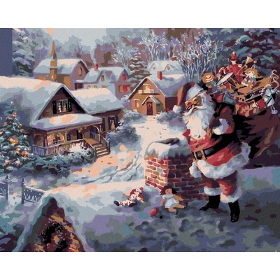 zuty Malování podle čísel Santa Claus s dárky 100 x 80 cm vypnuté plátno na rám