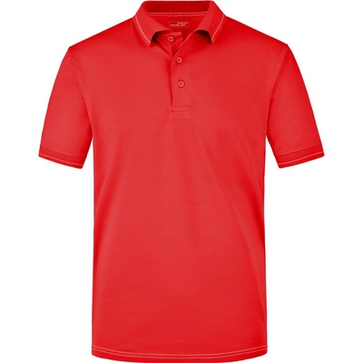 James & Nicholson polokošile JN 569 žerzejová elastická krátký rukáv pánská COT-02056994101 červená/bílá