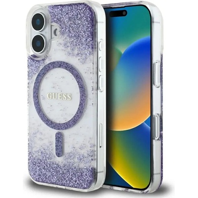 GUESS Калъф Guess HC Resin Bottom Glitter MagSafe за iPhone 16 - лилав