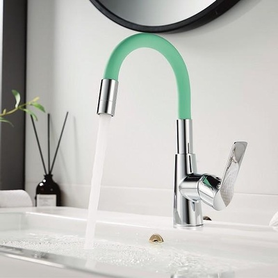 Inter Ceramic Стоящ смесител за умивалник ICF 124211 7113LG, месинг + цинк, хром + светлозелен, 29x18х4см (124211 7113LG)