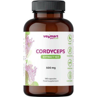 Vegmart Housenice čínská (Cordyceps) 10:1 500 mg 180 kapslí