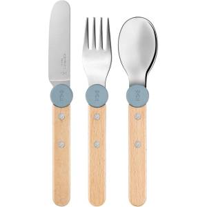 Opinel Детски комплект за хранене Opinel - Le Petit Gourmet, 3 части, Rain Blue (OP.003257)
