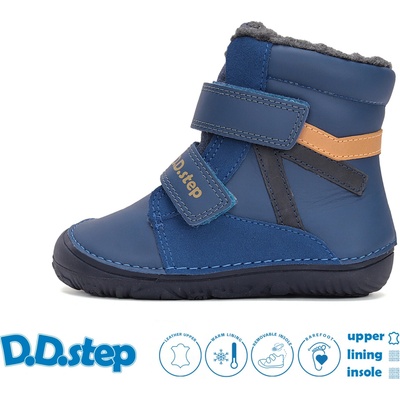 D.D.Step W073-52306B dětské zimní barefoot boty (modré) modrá