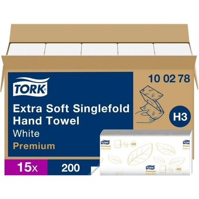 Tork Extra Soft Singlefold H3 Z, dvojvrstvové extra biele, 15 x 200 listov