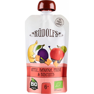 Rudolfs BIO kapsička jablko banán sušená švestka sušenky 110 g – Zboží Dáma