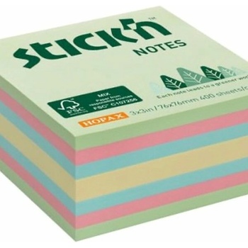 Samolepiaca kocka, 76x76 mm, lesný mix pastelových farieb, 400 lístkov