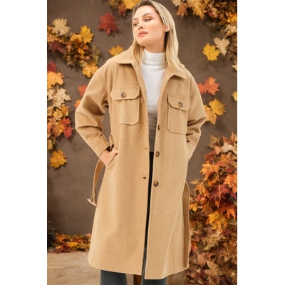 Dewberry Z6777 WOMEN'S COAT-CAMEL