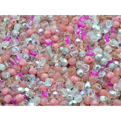 Glass beads, s.r.o. Broušené korálky - ohňovky 4 mm mix - růžový Balení: 600ks