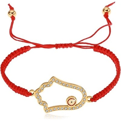 Šperky eshop pletený nastavitelný červené barvy symbol Hamsa čiré zirkony Z25.06