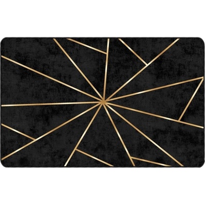 Перящ се килим, черно и златисто, 190x300 см, противоплъзгащ